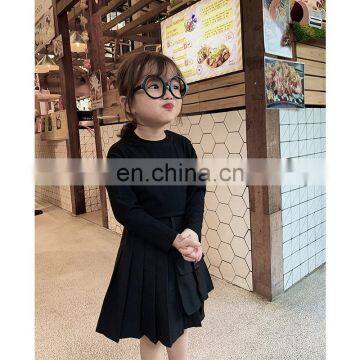 6876 Fahion Spring School Girl Skirt Baby Girl and Mom Black Pleated Skirt