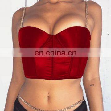 Women Sexy Clubwear Hollow Out Red Black White Metal Chain Adjustable Lace Up Sleeveless Crop Top Tank Tops Tees Camisole photo-7