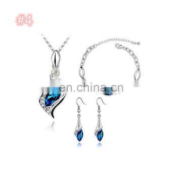 Fashion Diamond Jewelry Set Necklace + Bracelet + Erring Jewelry Set Ladies Women Crystal 3 Piece Costume Jewelry photo-2