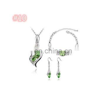 Fashion Diamond Jewelry Set Necklace + Bracelet + Erring Jewelry Set Ladies Women Crystal 3 Piece Costume Jewelry photo-6