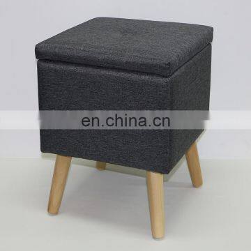 Reatai French Style Black Wood Frame Waiting Room Bench Footstool With Wood Legs photo-2