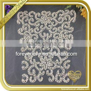 Wholesale crystal bridal glass applique/embroidered beaded for garment FHA-063