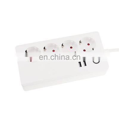 Universal EU Travel Extension Plug Socket 4 Outlets 2 USB Desktop Power Strip Surge Protector photo-3