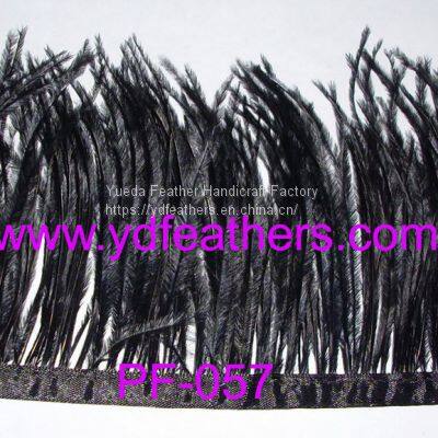 Ostrich Feather/Plume Fringe/Trim with Ribbon Dyed Black