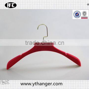Green Velvet Flocking Hanger With Anti-slip Notch for Clothes photo-4
