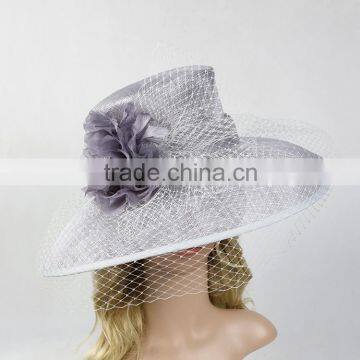 Women's Kentucky Derby Church Wedding Noble Dress Hat Linen With Flower and Veil Quality Choice photo-2
