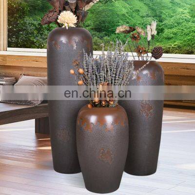 Antique flow glaze large big floor flower ceramic vase decoration vase from China