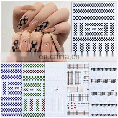 NEW Arrival 2021 Popular self adhesive chess nails stickers DIY decoration Checkerboard nail art sticker