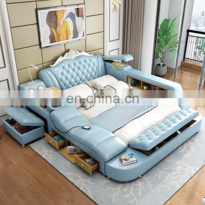 Tatami Multi-functional Leather Bed With Massage and Storage For Bedroom Furniture