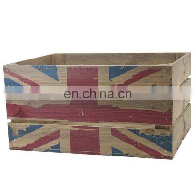 Rustic DIY wooden storage box Country Crate with Union Jack Print 4