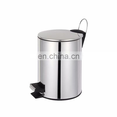 Eco-friendly metal 12 liters soft close dustbin container round shape foot pedal bin slim cover pedal bin