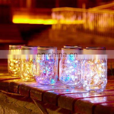 20L 2m Home Garden Decoration Copper Wire Christmas Fairy Lights In Mason Jars With Solar Panel Battery Box