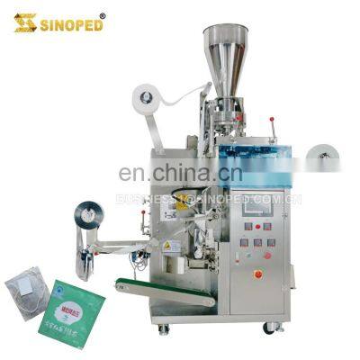 Automatic small tea bag filter paper tea powder sachet pouch packing machine with thread tag