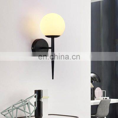 White Glass Ball Wall Lamp Modern Wall Mounted Light Antique Brass Wall Sconce Lighting for or Living Room Bathroom Bedroom Hall photo-4