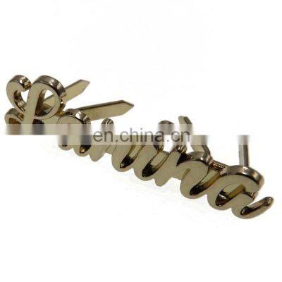Custom Handbag Hardware Zinc Alloy Gold Engraved English Letters Alphabet Metal Brand Logo Plated For Bags photo-4