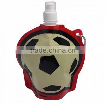 Unique promotional soccer ball plastic water bottle with carabiner