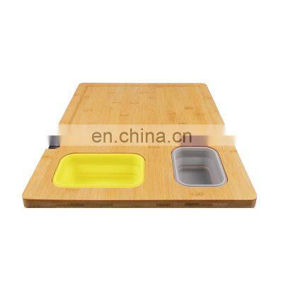 Extra Large Bamboo Cutting Board Collapsible Silicone Bowls Containers Kitchen Wood Sink Chopping Board With Knife Sharpener photo-5