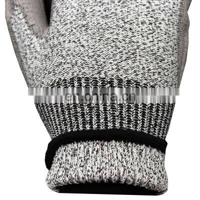 HPPE Industrial Gray Cut5 Resistant Anti-Cut Level 5 Protection PU Coated Palm Working Safety Gloves photo-5