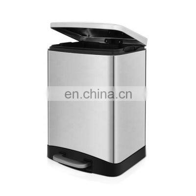 40 Liter Rectangular Large Stainless Steel Hotel Trash Can Pedal Bin photo-4