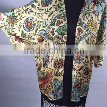 The Latest Tassel Printing Kimono Cardigan Types Ladies' Blouse photo-3