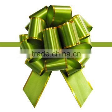 PP gold edge moss green ribbon pompom ribbon bow for decorative or gift packing