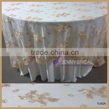 TL002R2 Embroidery Design Gold Lace Cheap Wedding Table Overlay Quality Choice photo-5