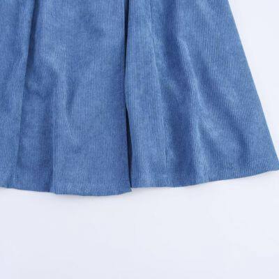 2025 New Wholesale Fashionable Elegant Women's Corduroy Long-Sleeve Dress With Belted Collar