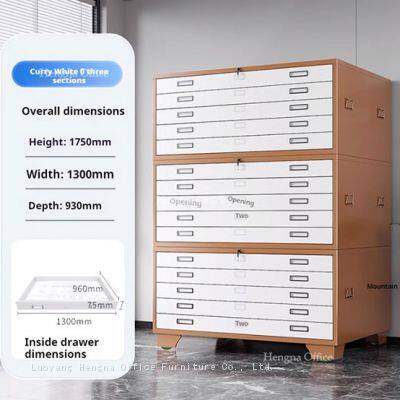 Антикоррозионный шкаф для хранения плоских документов, покрытый белым порошковым лаком | с плавно работающими роликами | для хранения чертежей размеров A1 и A2 в школе