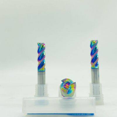 High Gloss Rainbow Coated 3 Flute Aluminum End Mill 8×24×75mm, Tungsten Carbide CNC Cutter For Non-Ferrous Metal CNC Machining & Cutting photo-5