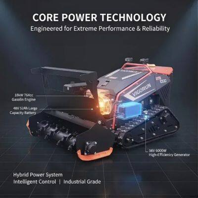 Vigorun MTSK1000 Ремот-контрольный мульчер с самоблокирующимся двигателем, рабочий угол 35°, косилка, лесомеханика