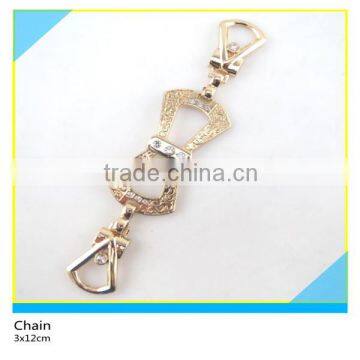 Diamond Chatelaine Gold Metal Material Crystal Chian Belt for Bags Decoration 3x12cm