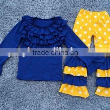 Wholesale Girls Fall Cotton Clothing Polka Dots Boutique Remakes Ruffle Pants Outfit Sets Children Clothing usa