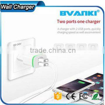 Universal 5V 2A EU AC Travel LED Light Dual USB Wall Charger for IPhone 6 6S for Samsung Galaxy S5 S6 S7 Cell Phones Adapter photo-2