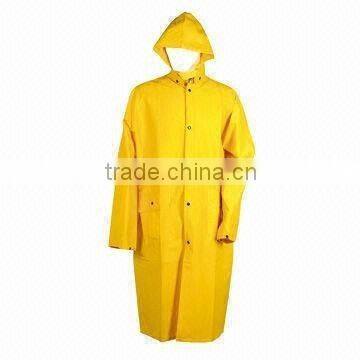 Durable Mens Vinyl Yellow PVC Raincoat