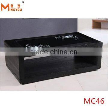 Modern design solid wood glass top coffee table