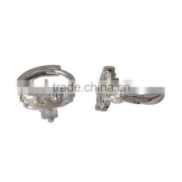 Earring, Fashion Silver Jewelry Square Crystal Zircon Setting Brass Earring, Earring Jewelry Wholesale P9583