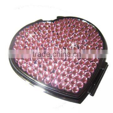 Bling Rhinestone Heart Shape Jeweled Mirror