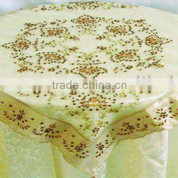 organza table cloth with beads embroidery by handmade