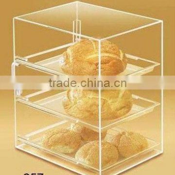 custom acrylic bakery/bread display case/cabinet with 3 pieces inner trays