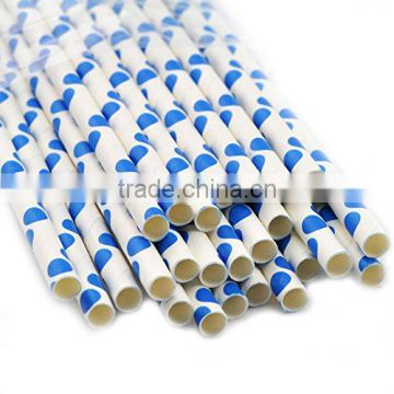 Bule Polka Dot Paper Straws Wedding Party Straws