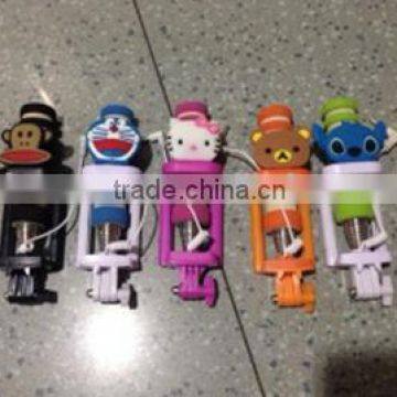 With cable and non bluetooth mini cartoon designs monopod selfie stick