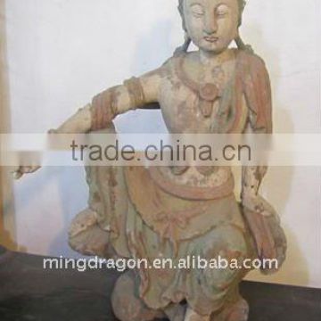 Asia Chinese Wooden Carved Buddha Statue