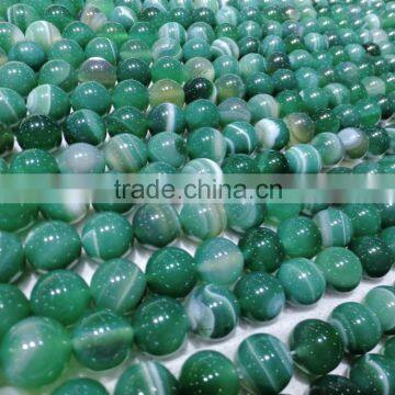 Polished Green Agate Natural Gemstone striped agate round beads