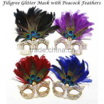 Masquerade Glitter Jewel Feather EYE MASK Masked Ball Fancy Dress Mardis Gras MK035