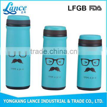 New fashion double wall moustache thermos flask stainless steel tumbler with lid