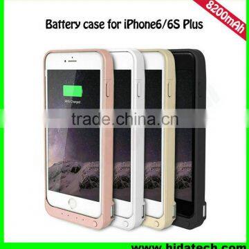 Hot selling 8200mah battery charger case for iPhone6 6s iPhone 6 Plus battery charger for phone case