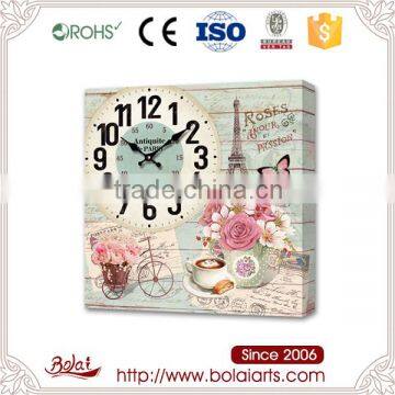 Postcard design square pale green frameless canvas wall clock