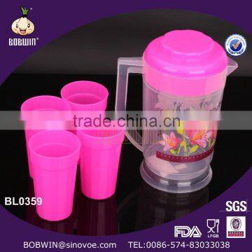 Lifestyle Plastic Pitcher With Lid And 4 Cups photo-2