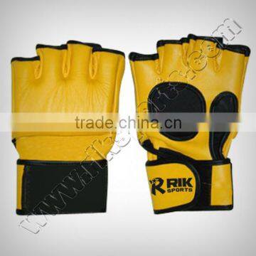 Grappling MMA Short Finger Gloves, made of finest quality cowhide leather, Without Thumb & Palm, inside durable foam padded