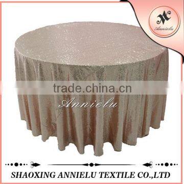 Fancy light gold embroidery wedding sequin table cloth